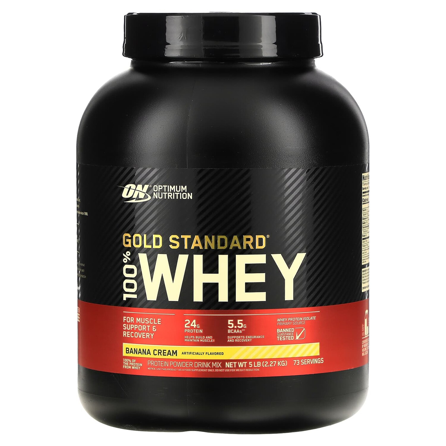 

100% Whey Gold Standard, со вкусом банана, 5 фунтов (2,27 кг), Optimum Nutrition