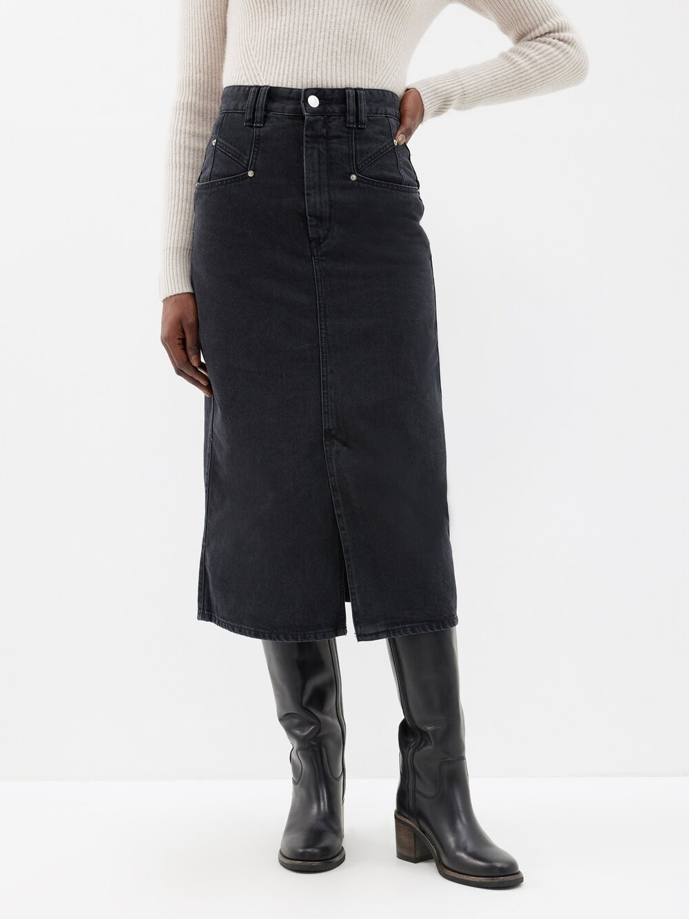 

Джинсовая юбка миди dipoma Isabel Marant, черный