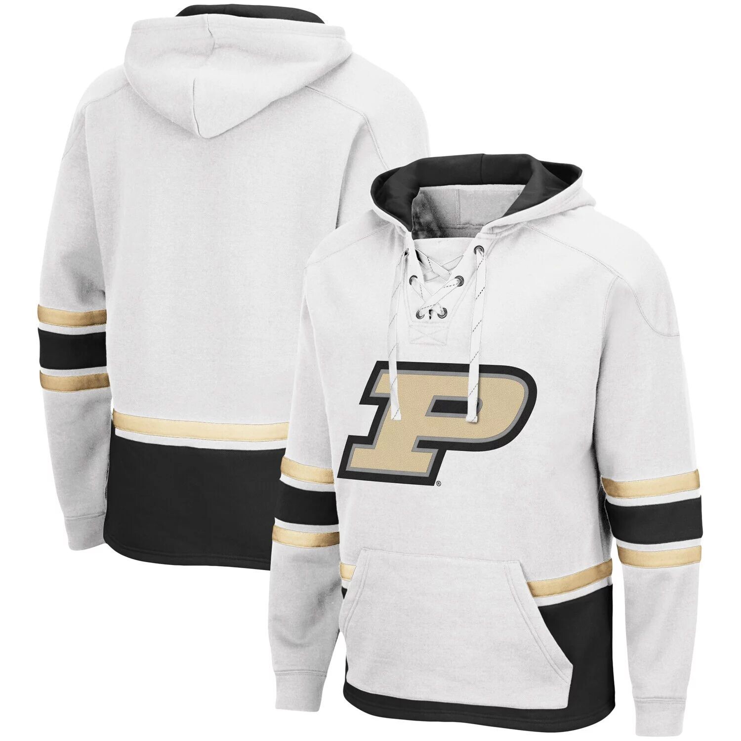 

Мужской белый пуловер с капюшоном Purdue Boilermakers на шнуровке 3.0 Colosseum