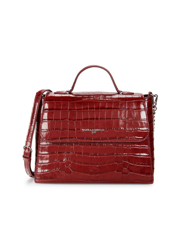 Кожаная сумка-портфель Charlotte с тиснением под крокодила Karl Lagerfeld Paris, цвет Mulled Wine набор для создания глинтвейна с бокалами mulled wine 17571886