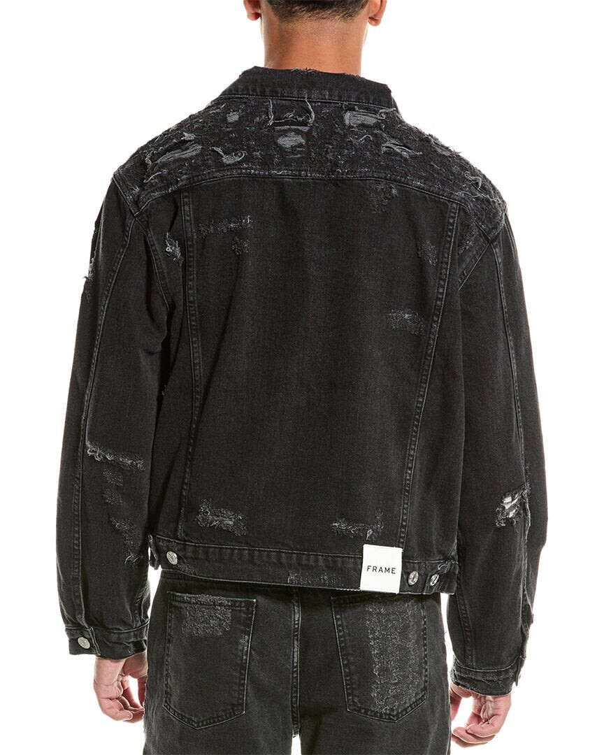 

Джинсовая куртка FRAME Destructed Trucker FRAME Denim, черный