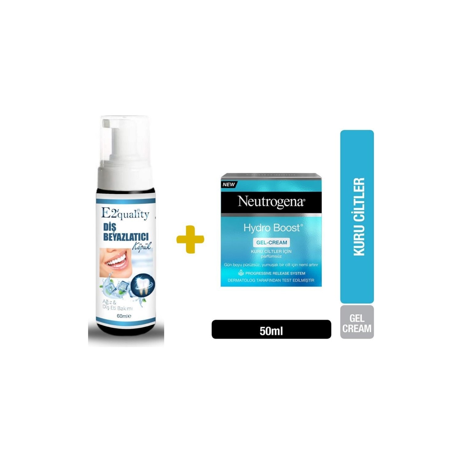 

Отбеливающая пена для зубов Neutrogena E2'quality + Увлажняющий гель Neutrogena Hydro Boost для сухой кожи, 50 мл