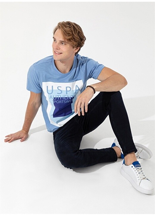 

Синяя мужская футболка с круглым вырезом U.S. Polo Assn., Синий