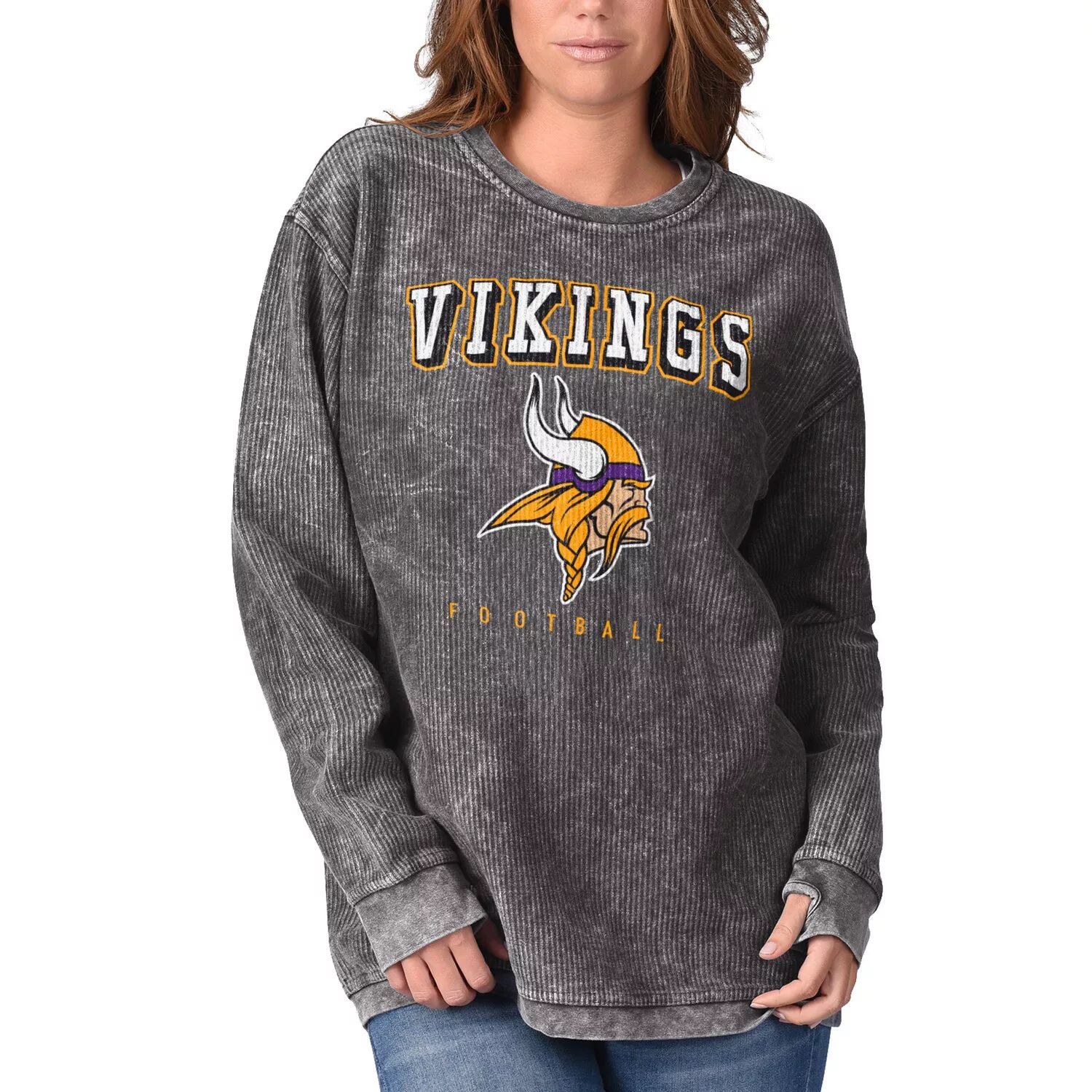цена Женский удобный вельветовый пуловер G-III 4Her by Carl Banks Minnesota Vikings, черный свитшот G-III