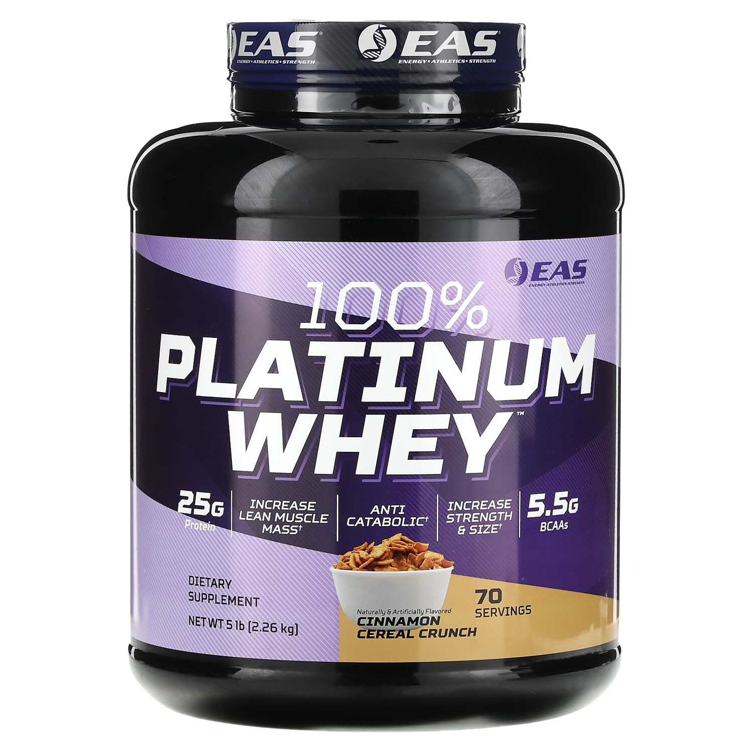 

100% Platinum Whey, хлопья с корицей, 2,26 кг (5 фунтов), EAS