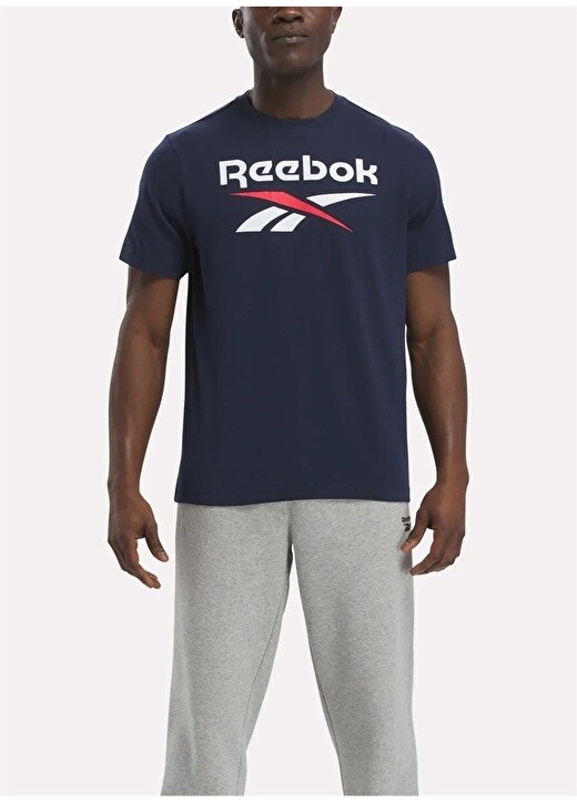 

Темно-синяя мужская футболка с круглым воротником Reebok, Синий