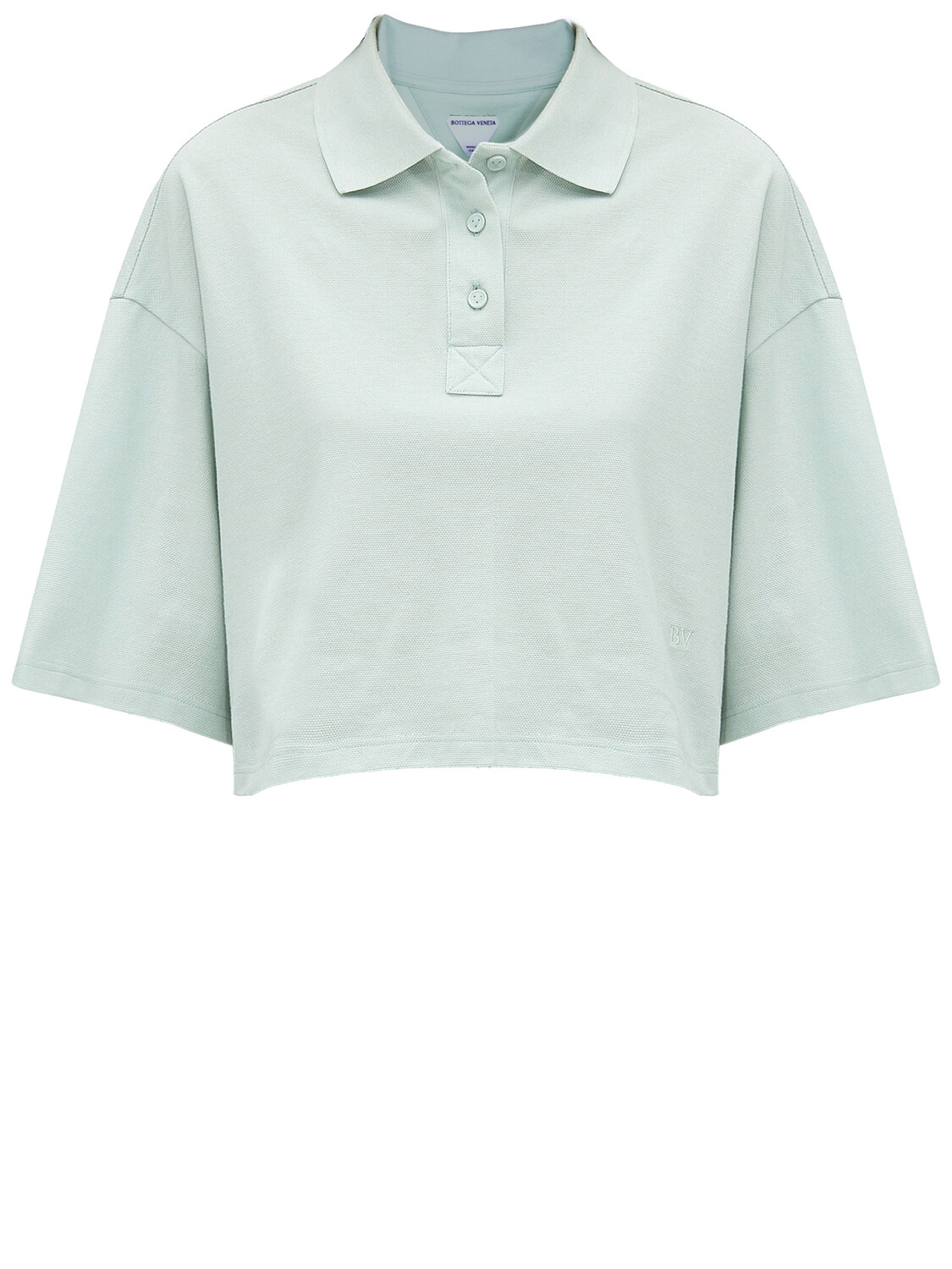 Рубашка Bottega Veneta Cropped polo, светло-синий