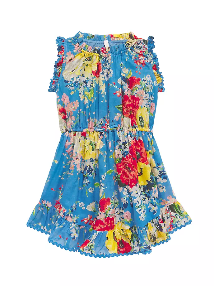 Легкое раскладное платье с цветочным принтом для малышей, маленьких девочек и девочек Zimmermann Kids, синий юбка клеш luminosity zimmermann цвет rosy garden floral