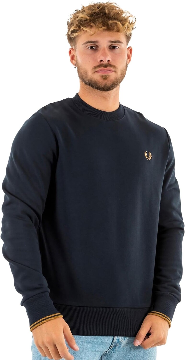 

Толстовка с круглым вырезом Fred Perry, цвет Navy/Dark Caramel
