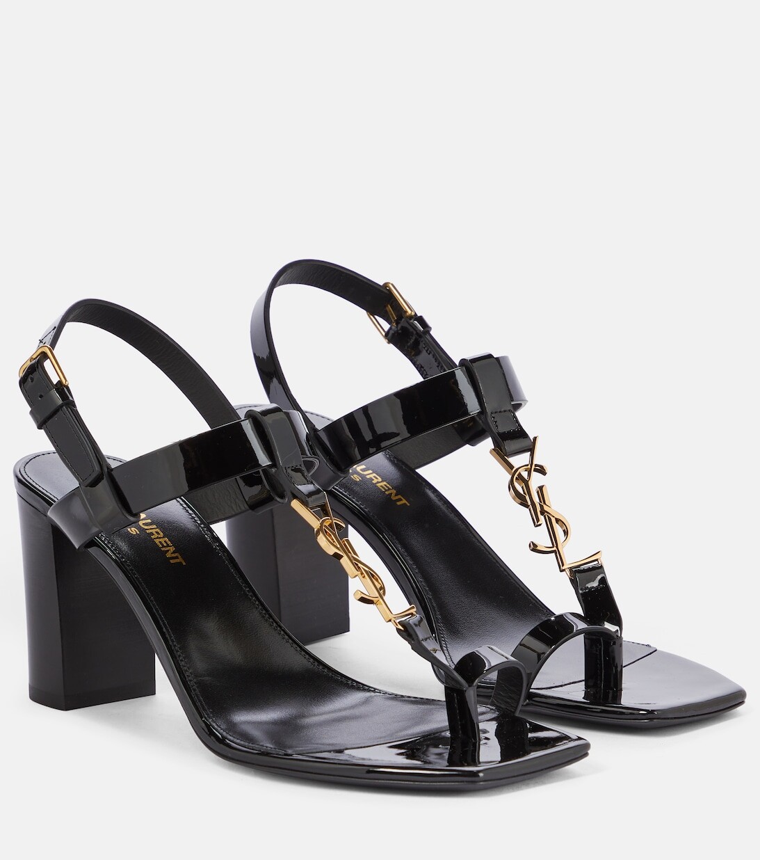 

Сандалии из лакированной кожи Cassandra 75 Saint Laurent, черный