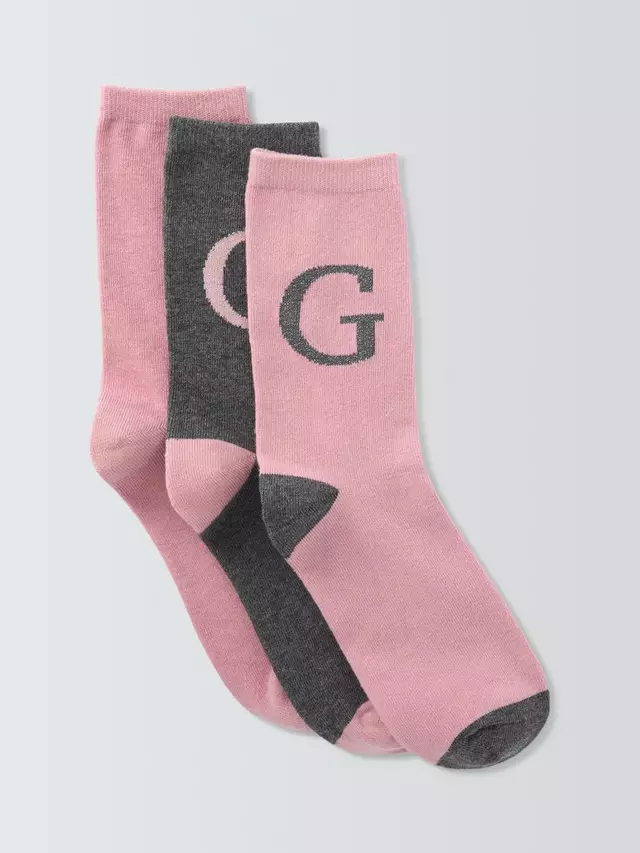 

Носки John Lewis Christmas Alphabet Organic Cotton Mix Ankle 3 шт, цвет pink/grey/g