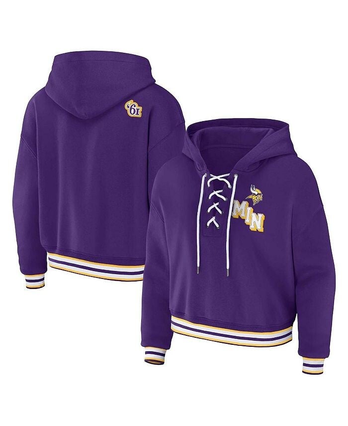 

Женский фиолетовый пуловер с капюшоном Minnesota Vikings больших размеров на шнуровке WEAR by Erin Andrews, фиолетовый