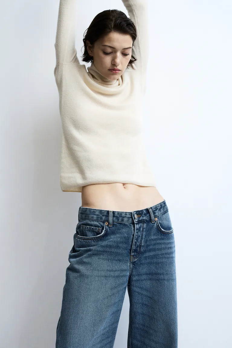 

Широкие джинсы стандартного кроя H&M, синий