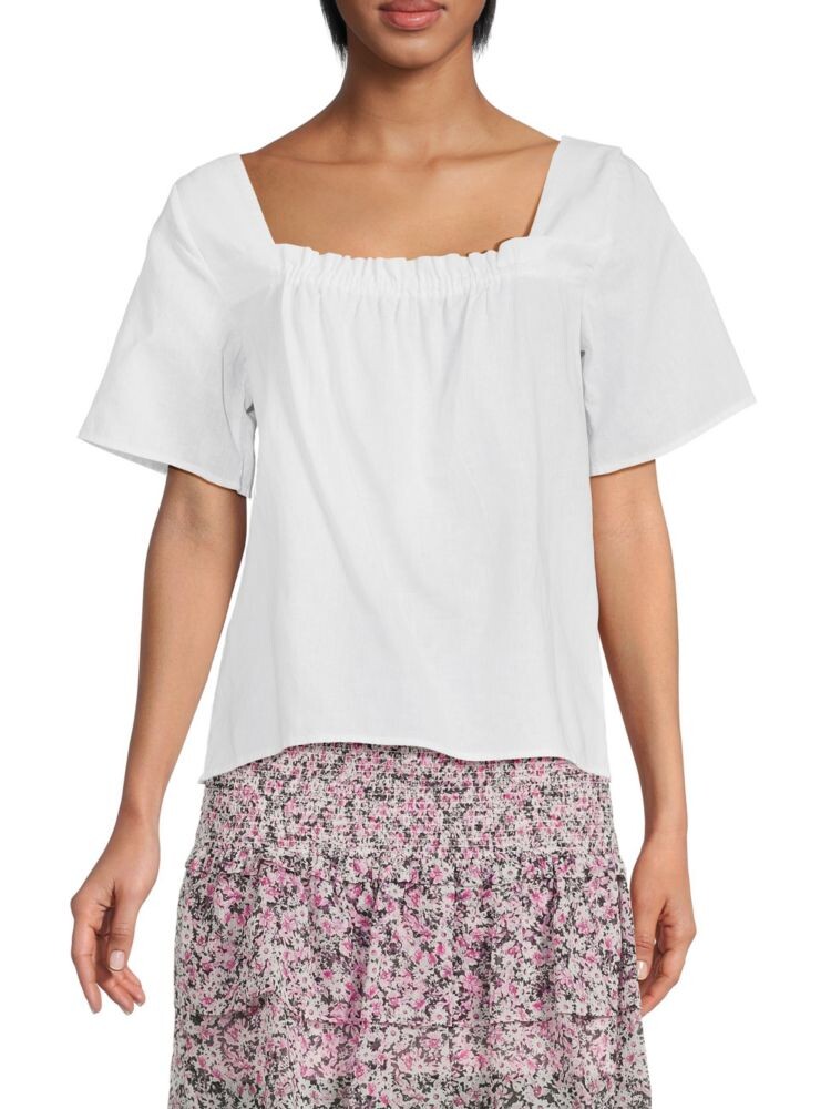 

Крестьянский топ из льна и хлопка Saks Fifth Avenue, белый
