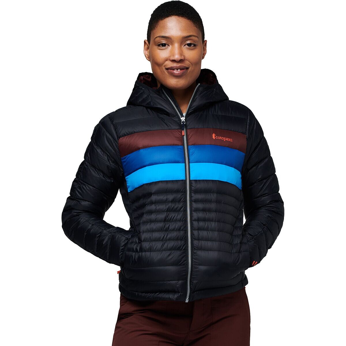 

Пуховик fuego с капюшоном Cotopaxi, цвет black/chestnut stripes