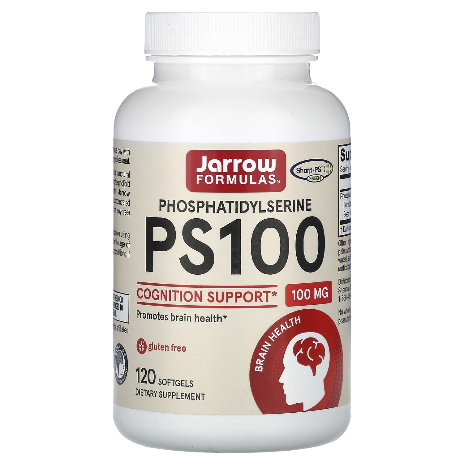 

PS 100, фосфатидилсерин, 100 мг, 120 мягких таблеток, Jarrow Formulas