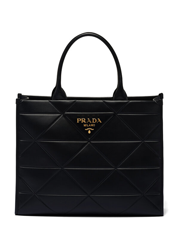 

Большая кожаная сумка с прострочкой symbole Prada