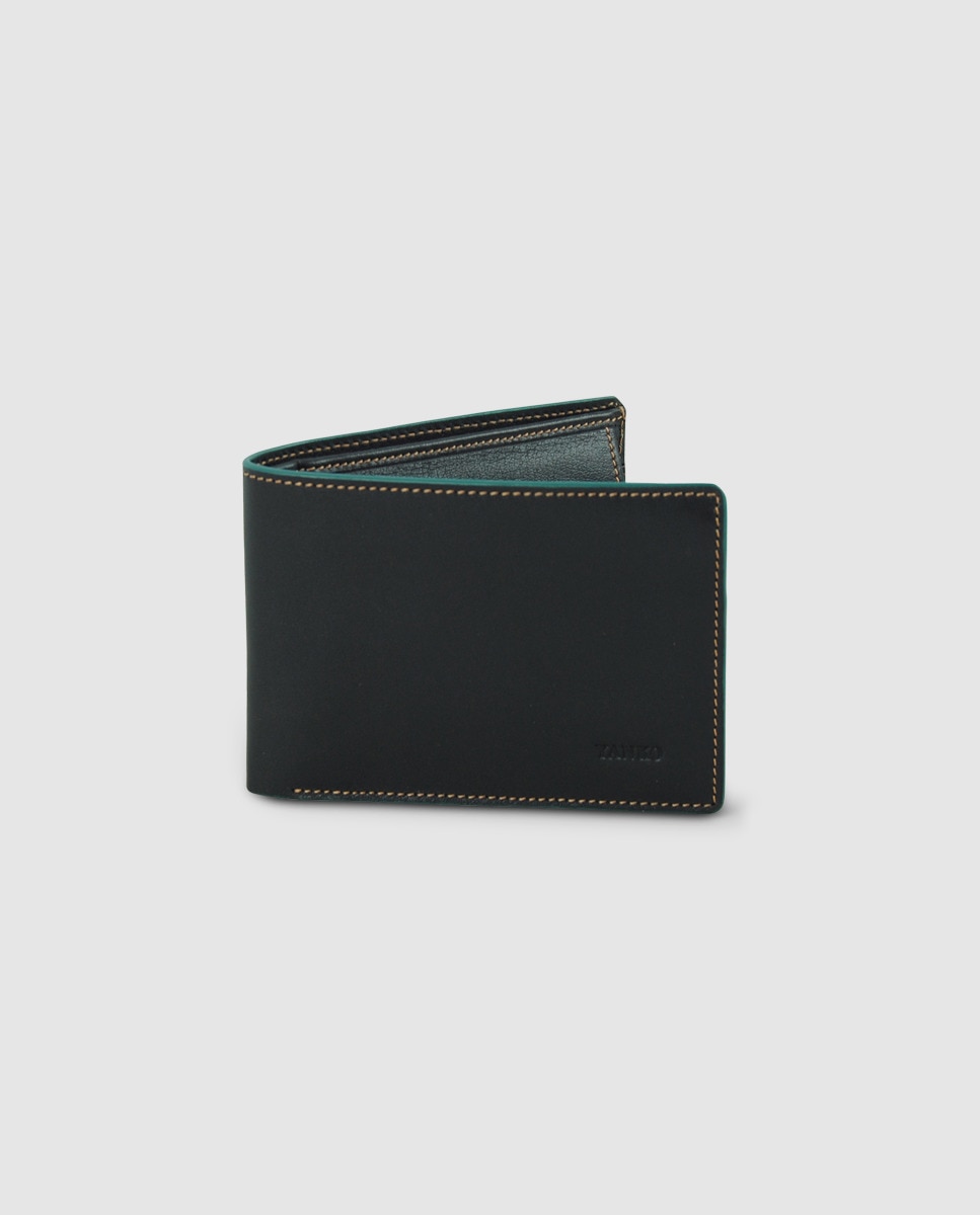 Черный кожаный кошелек с монетницей Yanko, черный черный вертикальный кошелек с монетницей levi s черный