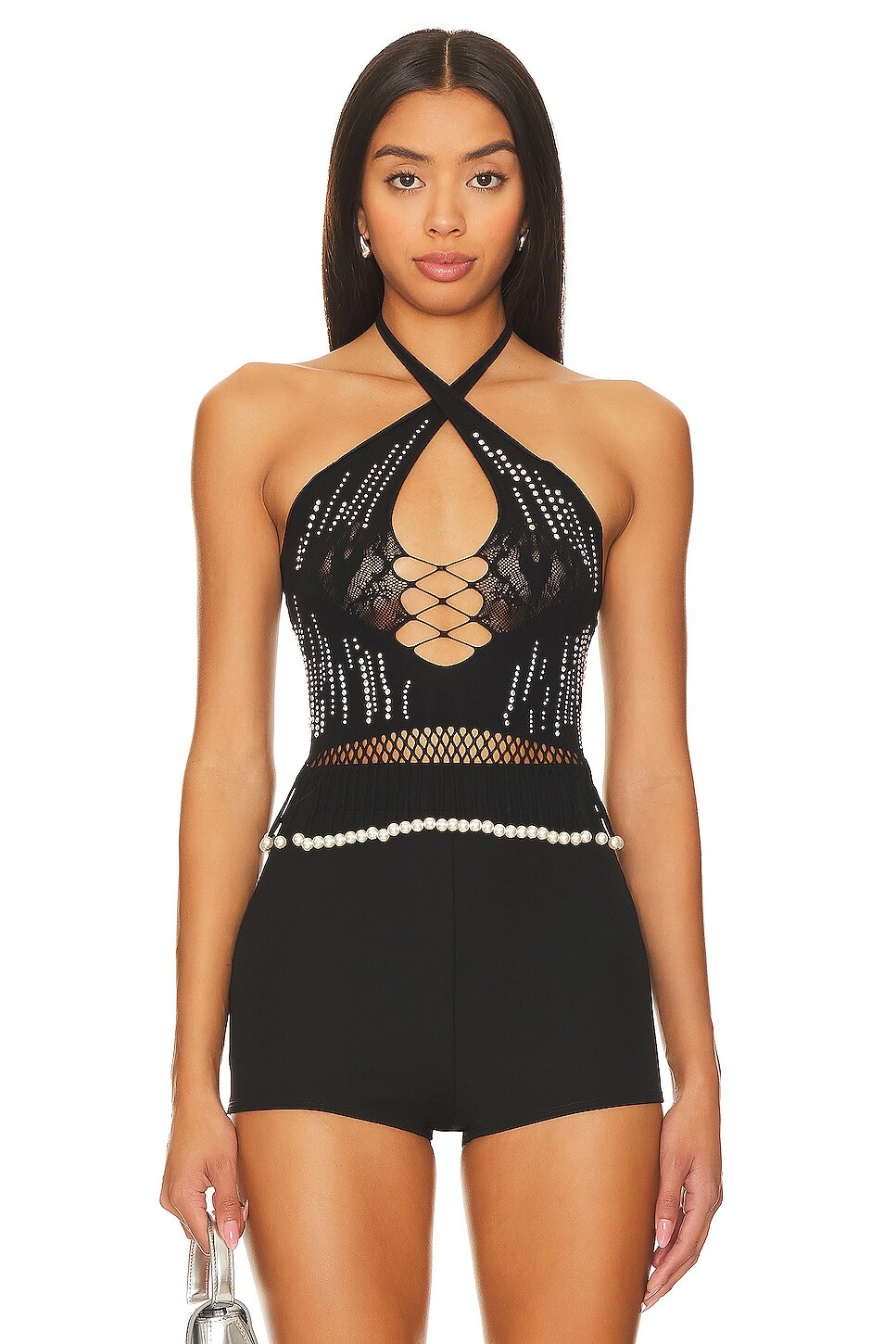 

Топ Poster Girl Kailani Shapewear Halter Neck Fringe, черный