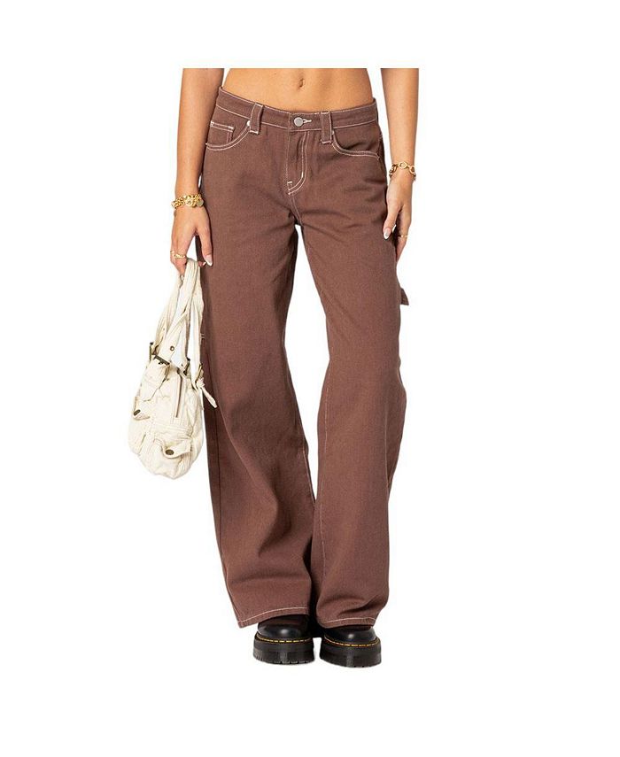 Женские джинсы Brenda с низкой посадкой и плотником Edikted, коричневый