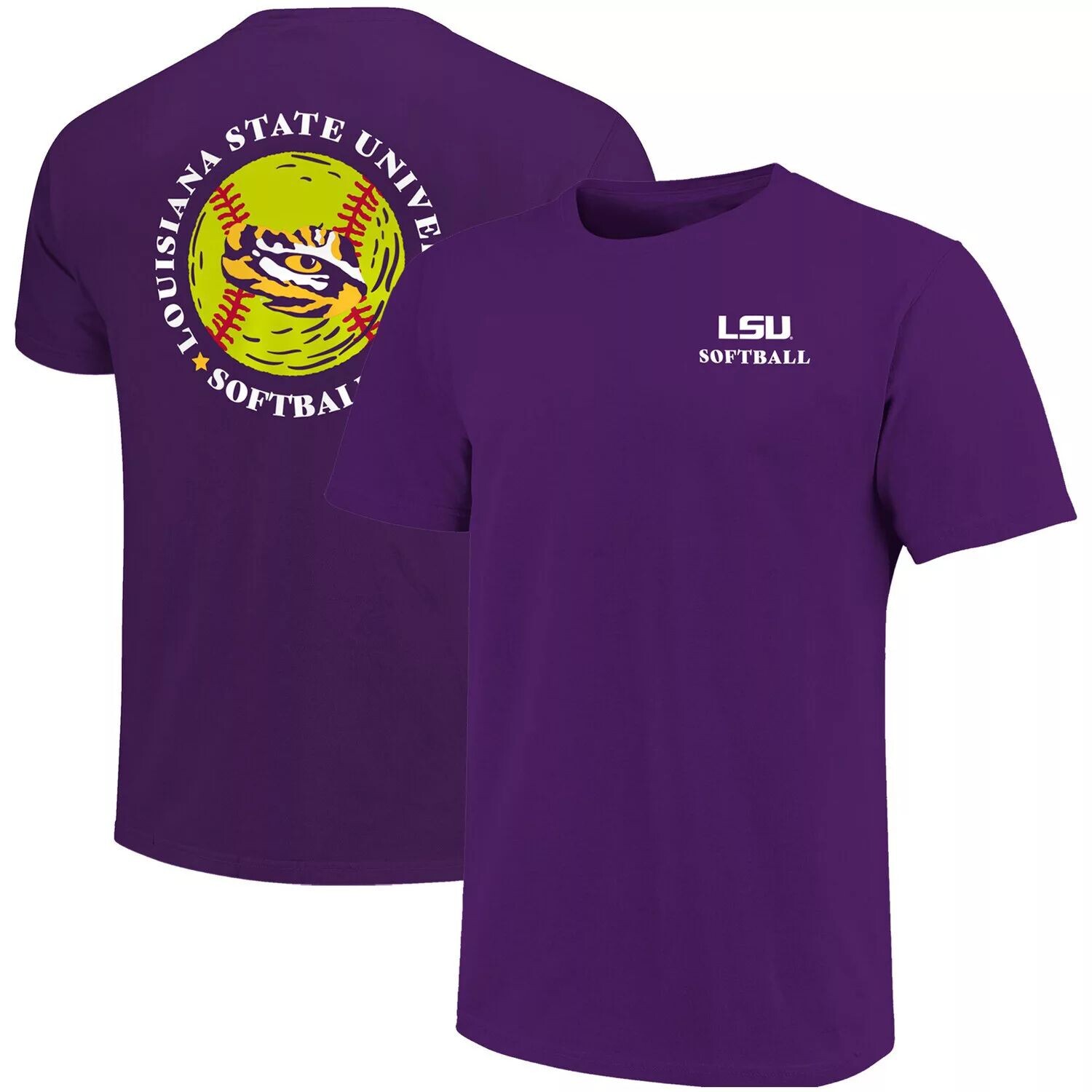 

Мужская фиолетовая футболка с принтом для софтбола LSU Tigers