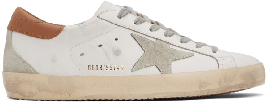 

Бело-коричневые классические кроссовки Golden Goose Super-Star, Коричневый