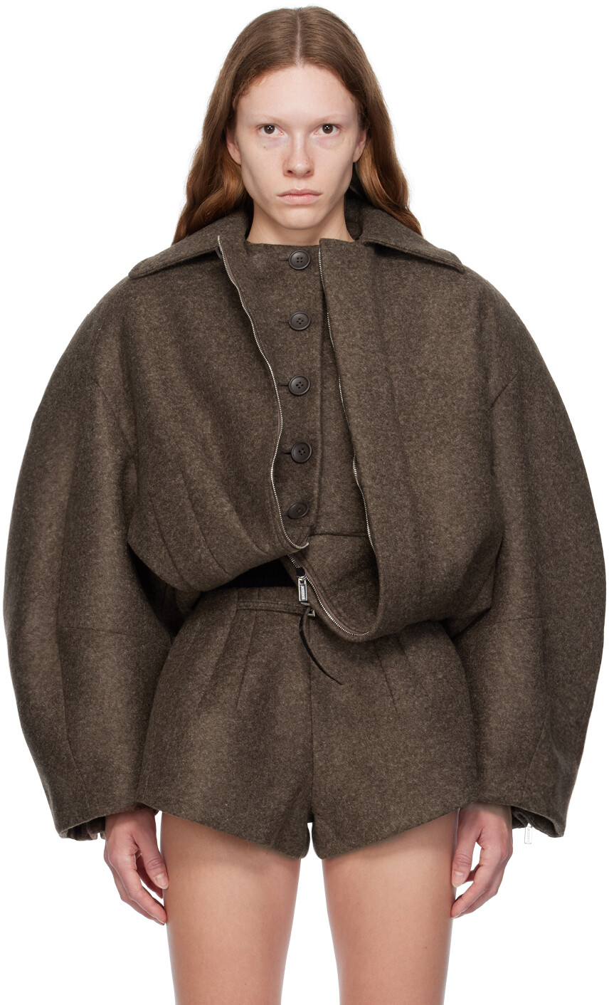 

Коричневый Темная куртка Le Chouchou Le Manteau Feltro Jacquemus