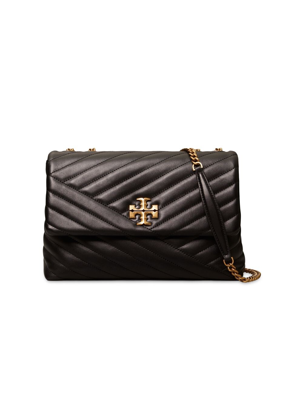 

Кожаная сумка-трансформер Kira Chevron через плечо Tory Burch, черный