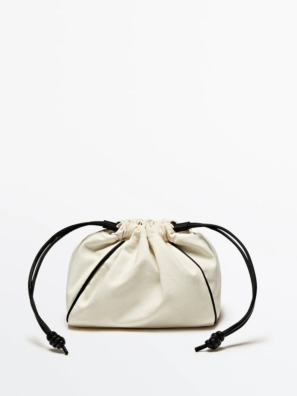 

Сумка с кожаными деталями Massimo Dutti, бежевый