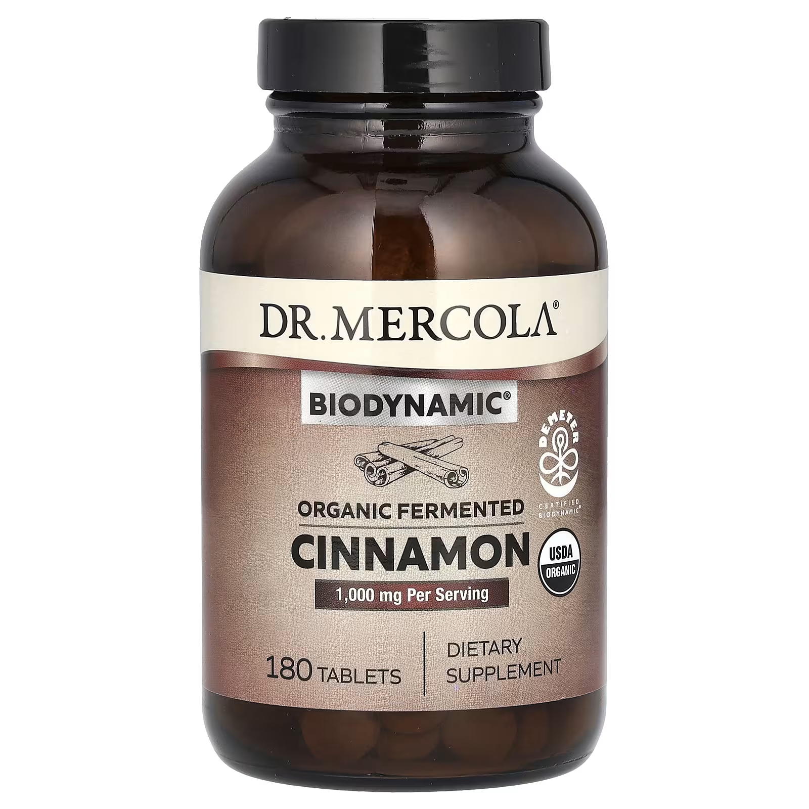 Биодинамическая органическая Dr.Mercola ферментированная корица 1000 мг, 180 таблеток