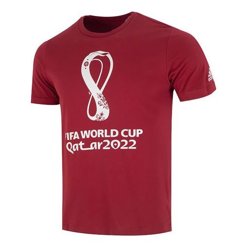 Футболка Men's adidas Oe Tee Alphabet Pattern Round Neck Short Sleeve Wine Red T-Shirt, красный