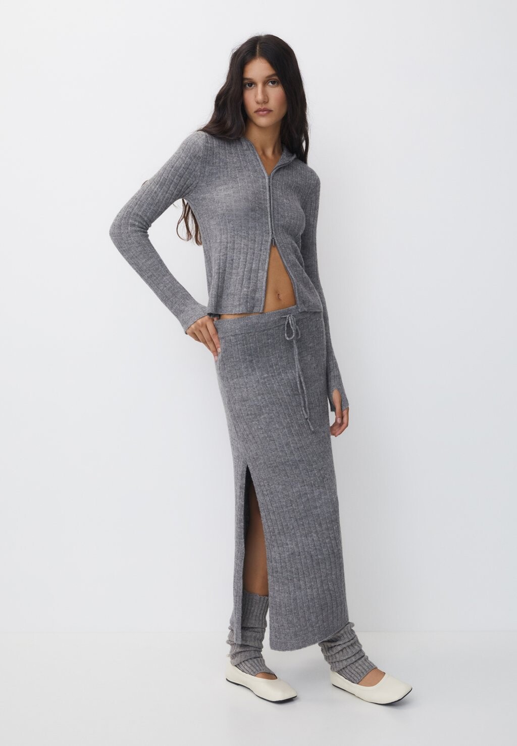 

Юбка длинная With Drawstring PULL&BEAR, цвет grey