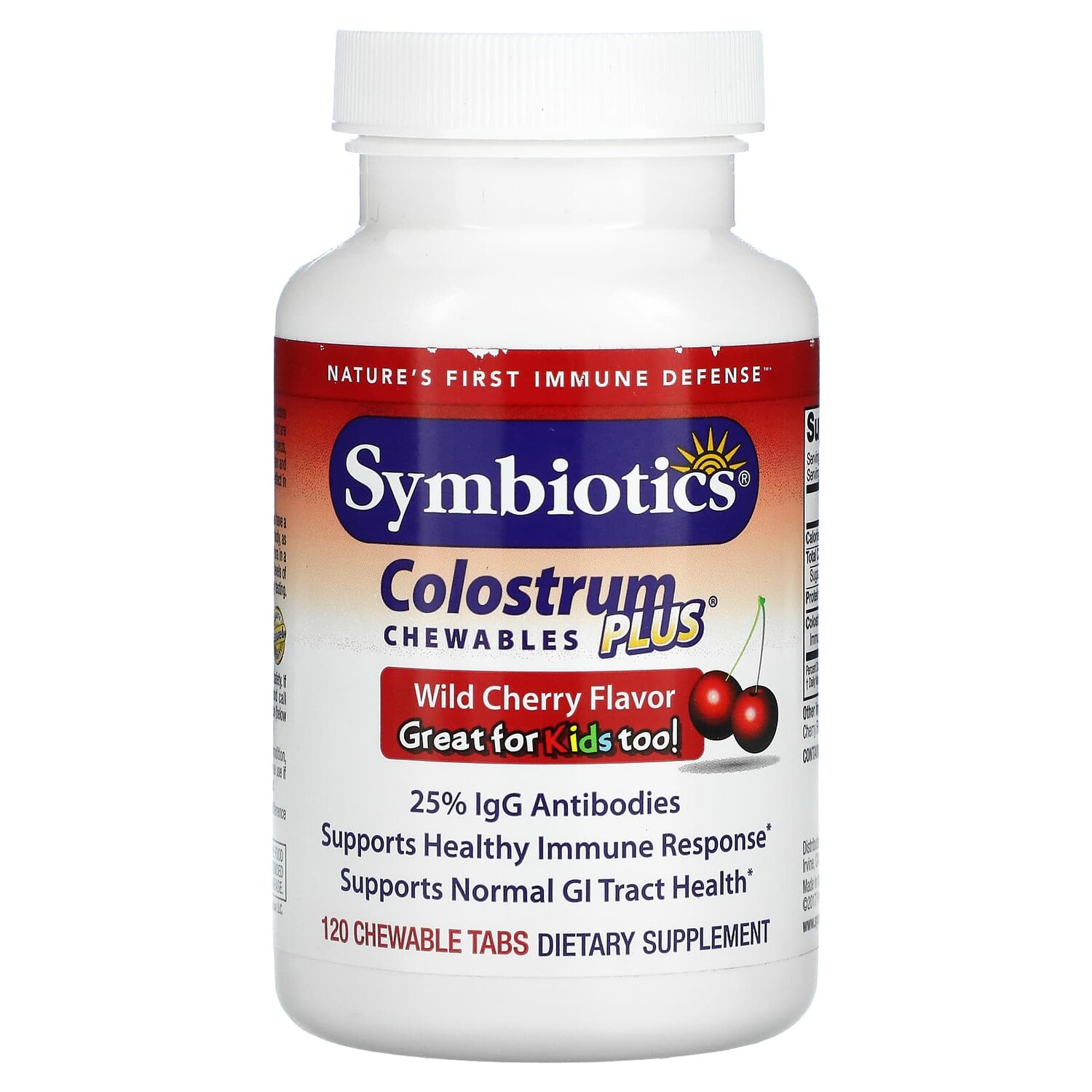 

Colostrum Plus, молозиво,со вкусом вишни, 120 жевательных таблеток, Symbiotics