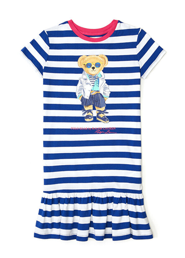 

Платье для девочек в синюю полоску polo bear Polo Ralph Lauren