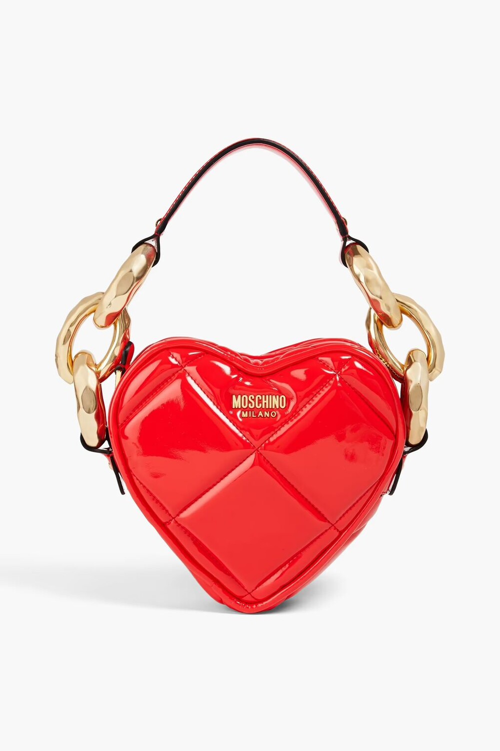 

Стеганая сумка-тоут из искусственной лакированной кожи Moschino, цвет Tomato red