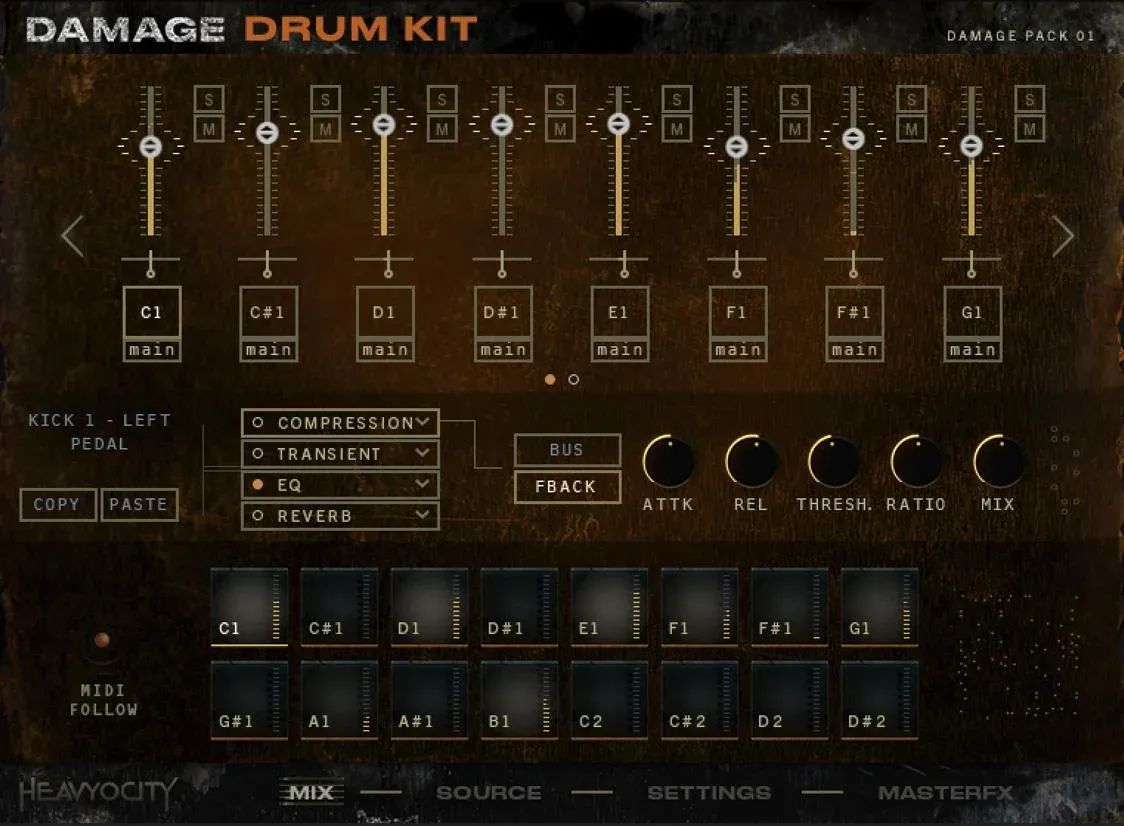 

Виртуальный инструмент Heavyocity Damage Drum Kit