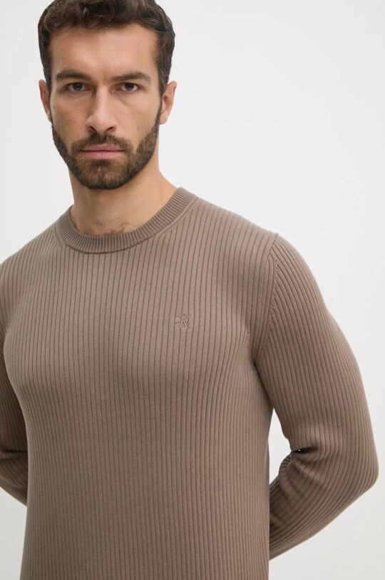 

Хлопковый свитер Calvin Klein Jeans, коричневый