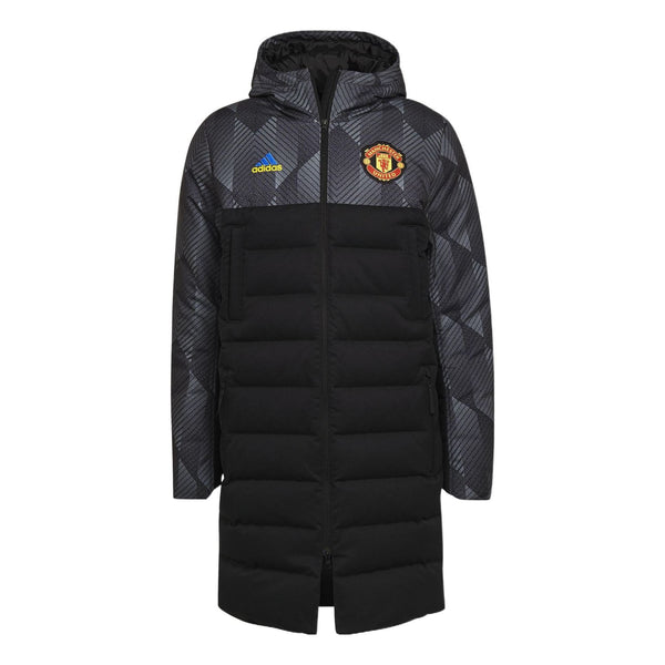 цена Пуховик adidas Mufc Ssp Down Manchester United Soccer/Football Sports hooded mid-length Down Jacket Black, мультиколор