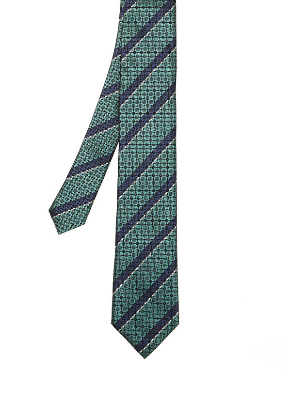 

Зеленый шелковый галстук с узором в полоску Zegna