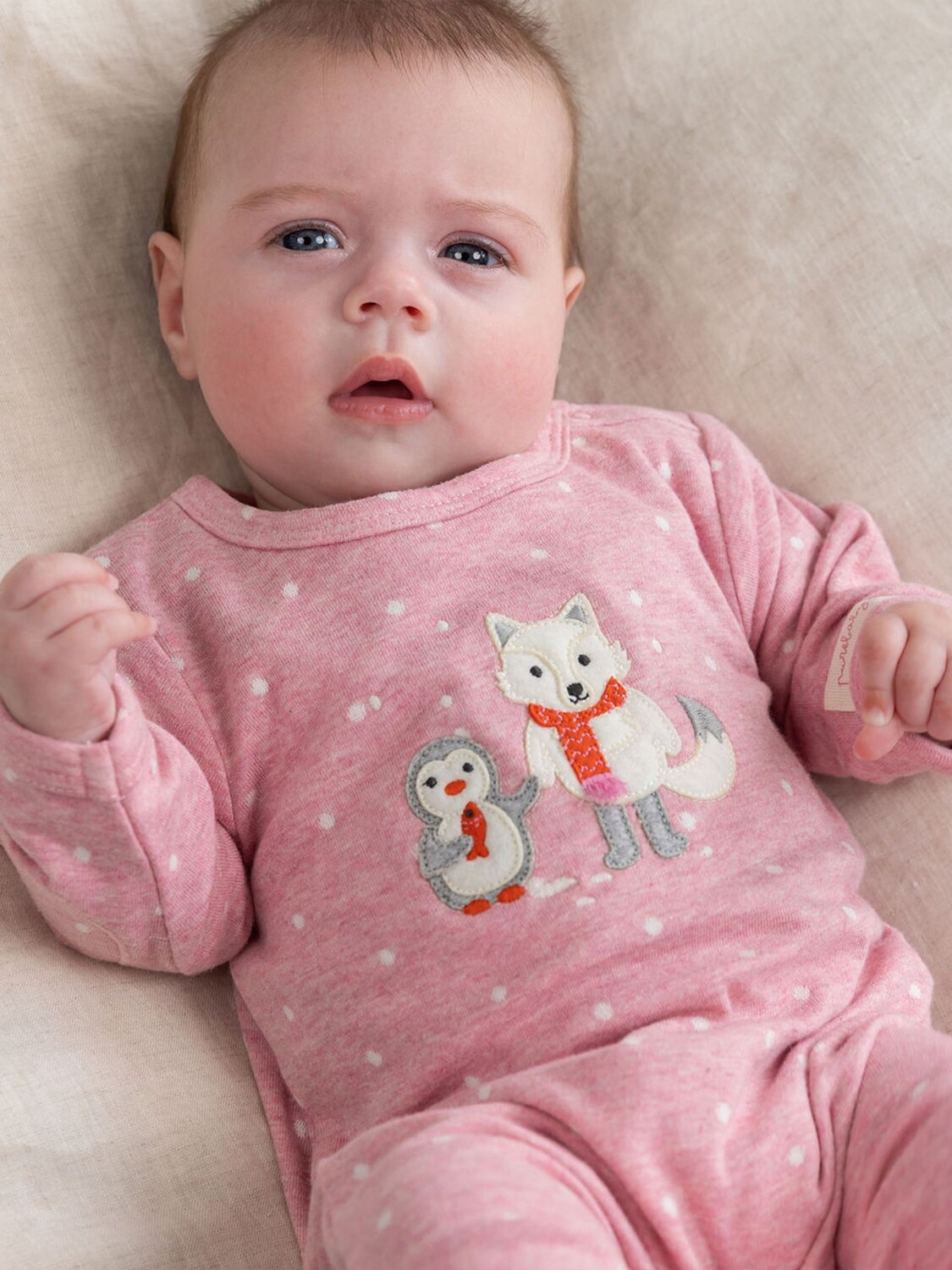 

Детский комбинезон Purebaby Baby Animal Applique Mini Spot, свекла