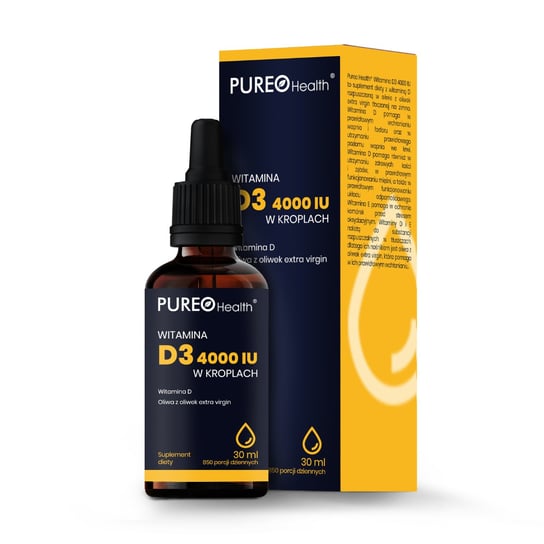 Pureo, Health, Витамин D3 4000МЕ, биологически активная добавка в каплях, 30 мл биологически активная добавка mirrolla витамин d3 30 шт