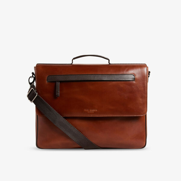 

Кожаная сумка-портфель raymon с тисненым логотипом Ted Baker, цвет tan