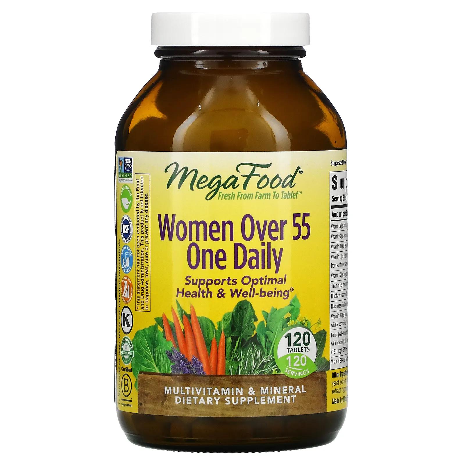MegaFood комплекс витаминов и микроэлементов для женщин старше 55 лет для приема один раз в день 120 таблеток megafood women over 55 мультивитамины для женщин старше 55 лет для приема один раз в день 60 таблеток