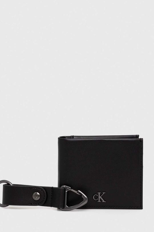 Кожаный кошелек и брелок для ключей Calvin Klein Jeans, черный кожаный брелок для ключей зайка ручная работа