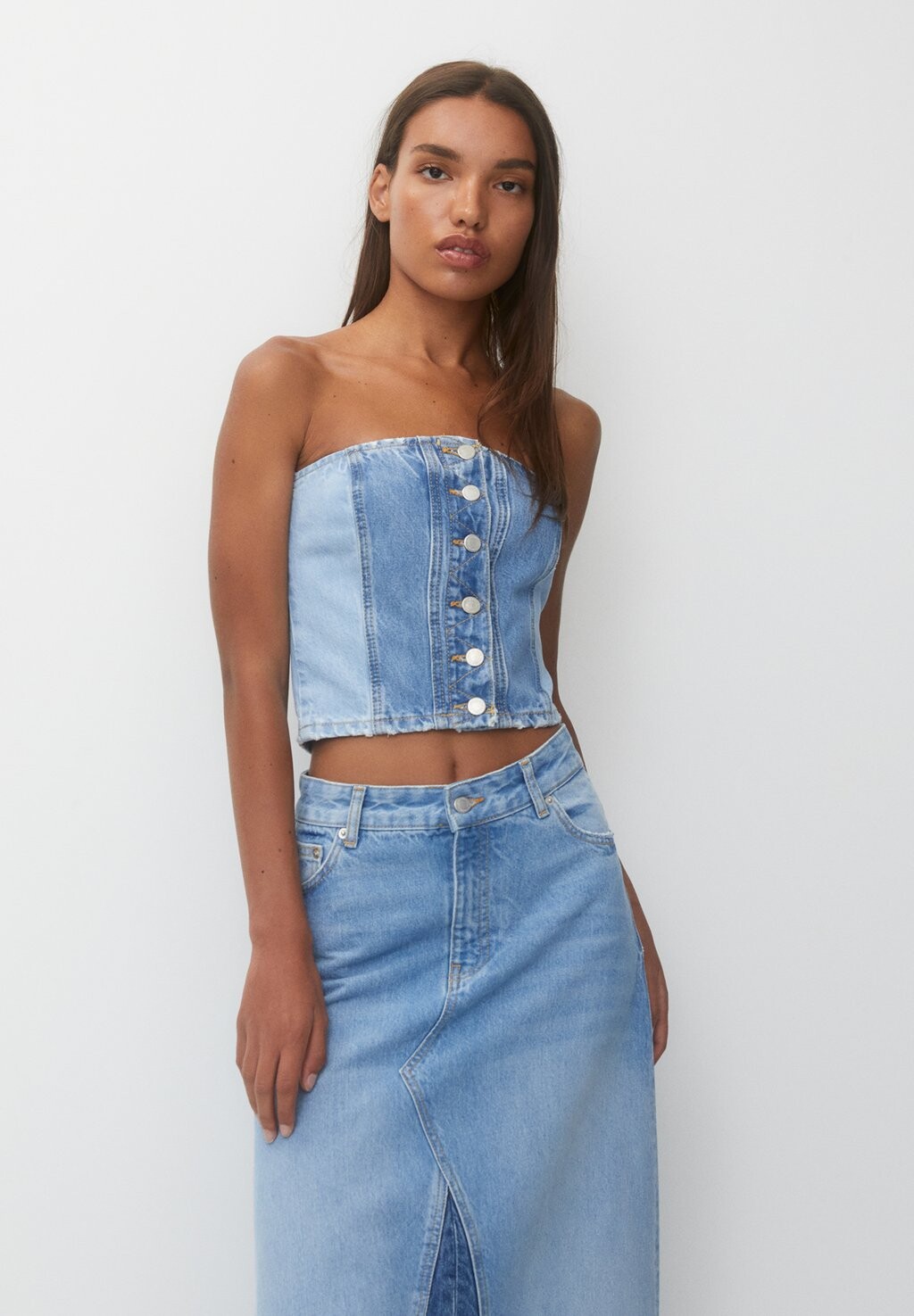 

Топ Patchwork PULL&BEAR, цвет blue denim