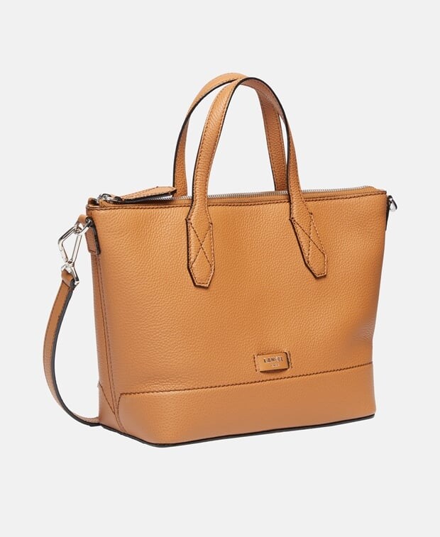 

Кожаная большая сумка-тоут Lancel, кэмел