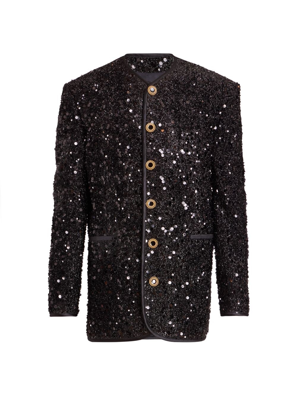 

Жакет без воротника с пайетками Balmain, черный
