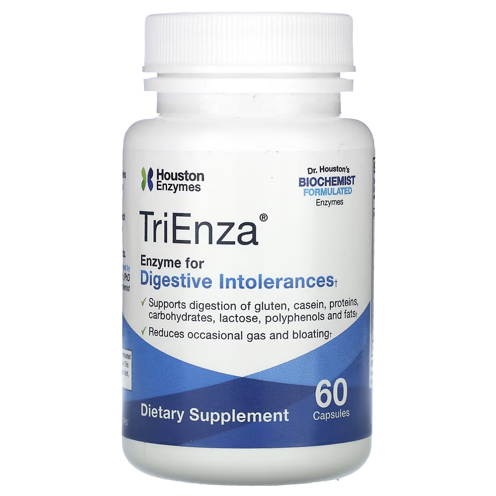 Houston Enzymes Фермент TriEnza для лечения пищеварительной непереносимости, 60 капсул houston enzymes пептизид afp 90 капсул
