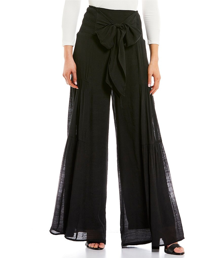Широкие брюки с завязкой на талии Double Zero, черный значок double hobby белый черный