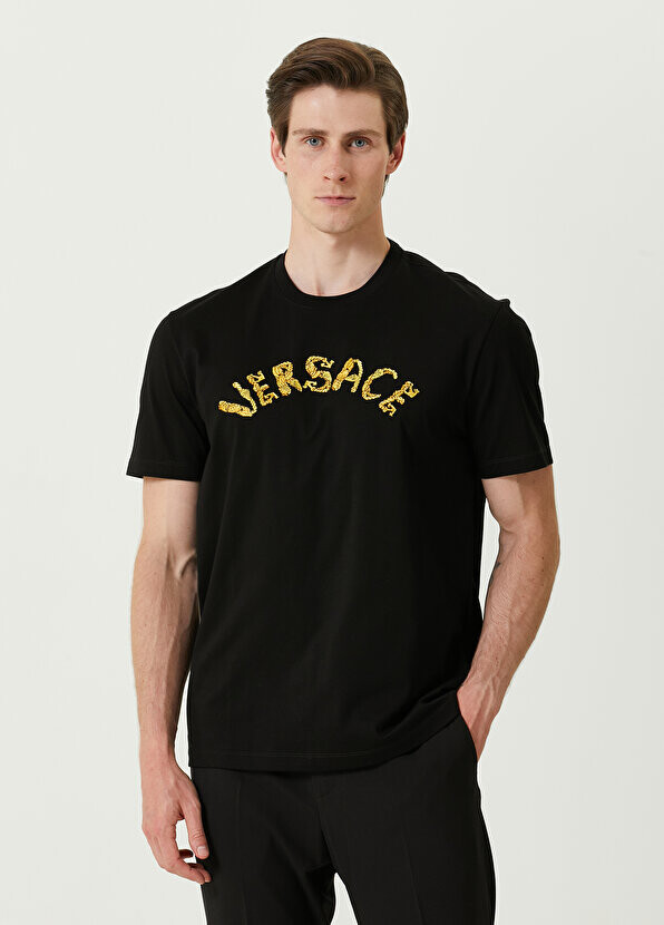 

Черная футболка с логотипом Versace, Черный